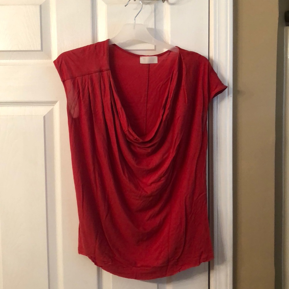 Red Zara drape front shirt